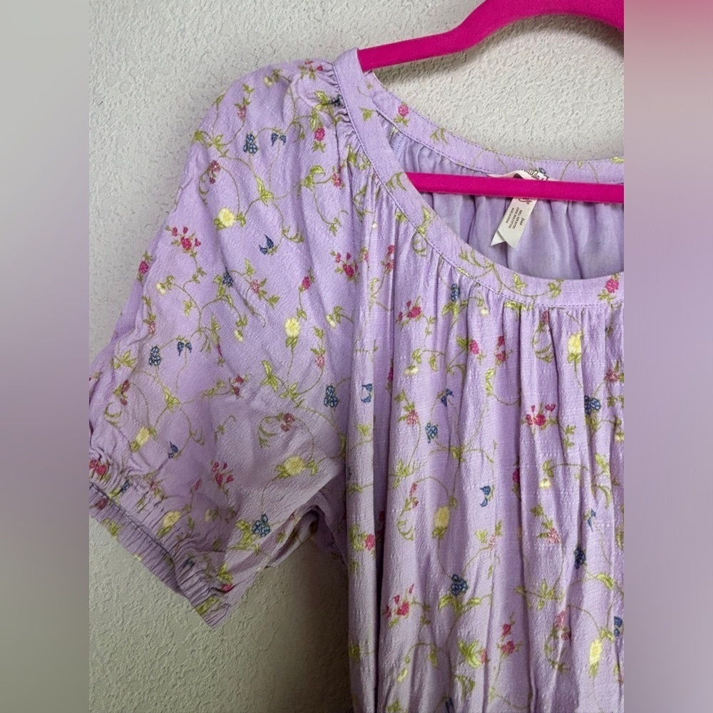 Matilda Jane Enchanted Garden Lavender Floral Tiered Short Sleeve Midi Dress M - Picture 3 of 10